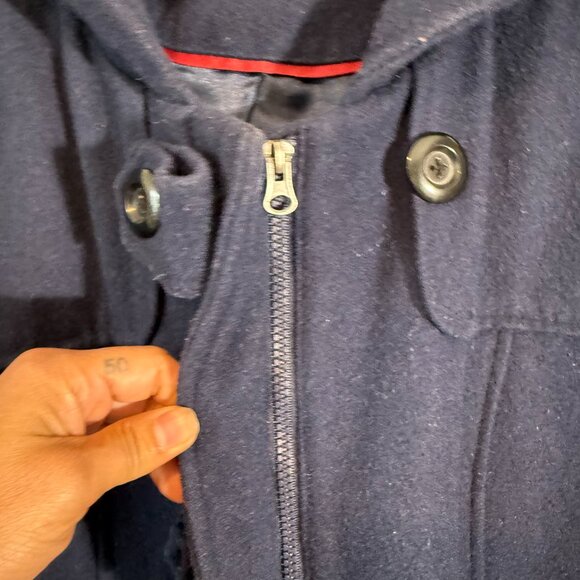 Merona Plus Size Navy Wool Blend Hooded Heavyweight Coat Women’s XXL Jacket - Picture 3 of 11